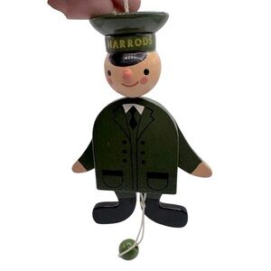🆕 HARRODS 🎄VTG ORNAMENT hand painted wood jumping jack door man department store